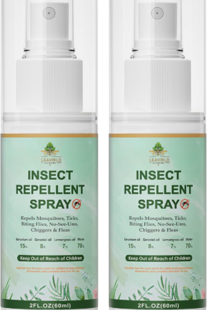 Mosquito Repellent Spray for Body, Made with Plant Essential Oils,Insect Repellent Spray Natural Bug Repellent for Skin DEET-Free Travel Size 2 Fl Oz (2 Pack)